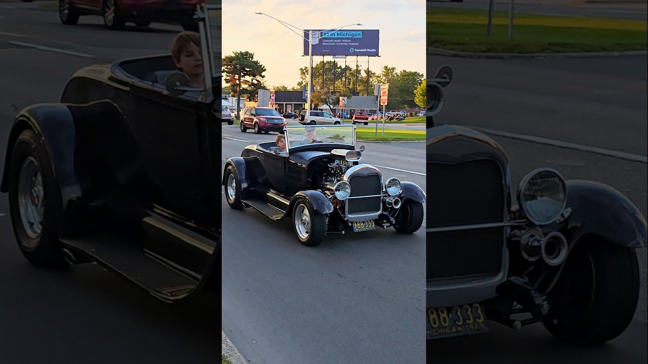 1929 Ford Model A Roadster Drive By Engine Sound Woodward Dream Cruise 2024