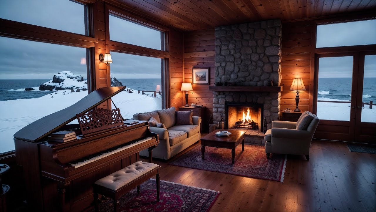 A Soft Christmas Goodnight ❄️ Cozy Piano & Crackling Fireplace ASMR (1 Hour Loop) | Soft Echo Music