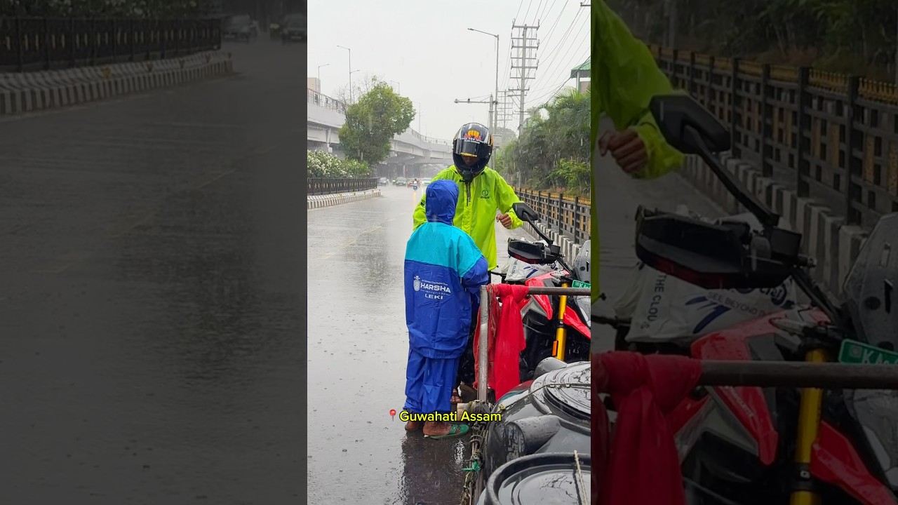 Raincoat for hard working man in rain, Assam #lekigoswami #assam #assamflood