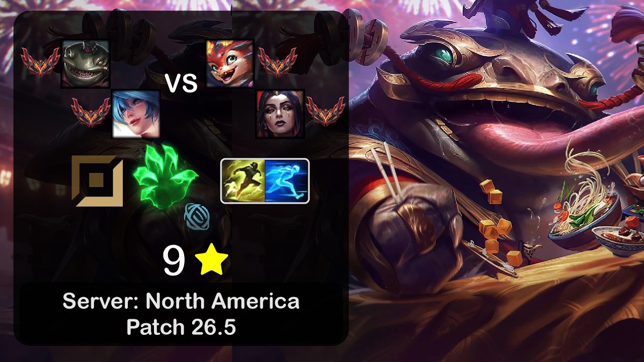 Tahm Kench ADC (Bottom Tank) + Sona vs Smolder + LeBlanc - NA GrandMaster - Patch 26.5