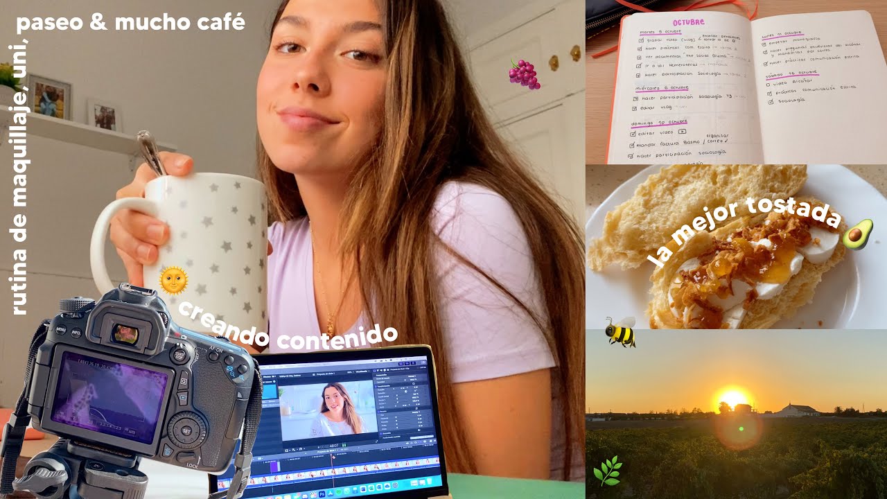 un día muy productivo conmigo | creando contenido, rutina de maquillaje, universidad...