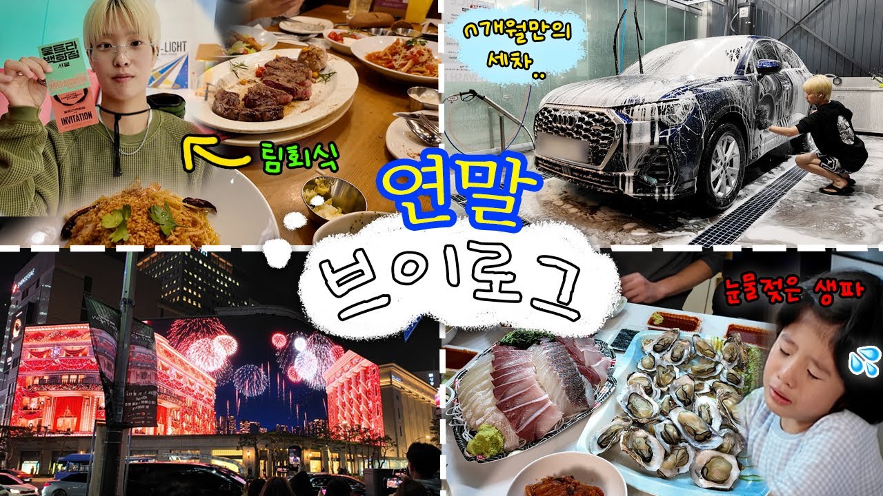연말도 대충 보내고 싶지 않은 열정 인간🔥의 일상 브이로그ㅣ연말 회식, 망한 전시 후기, 500년만에 세차, 가족 모임🏠