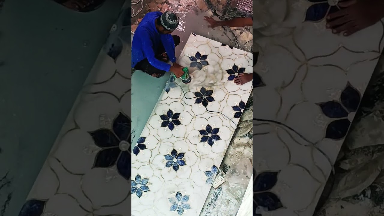 😍🦪 Tranding art marble inlay wall panel #art #inlay #marbleart