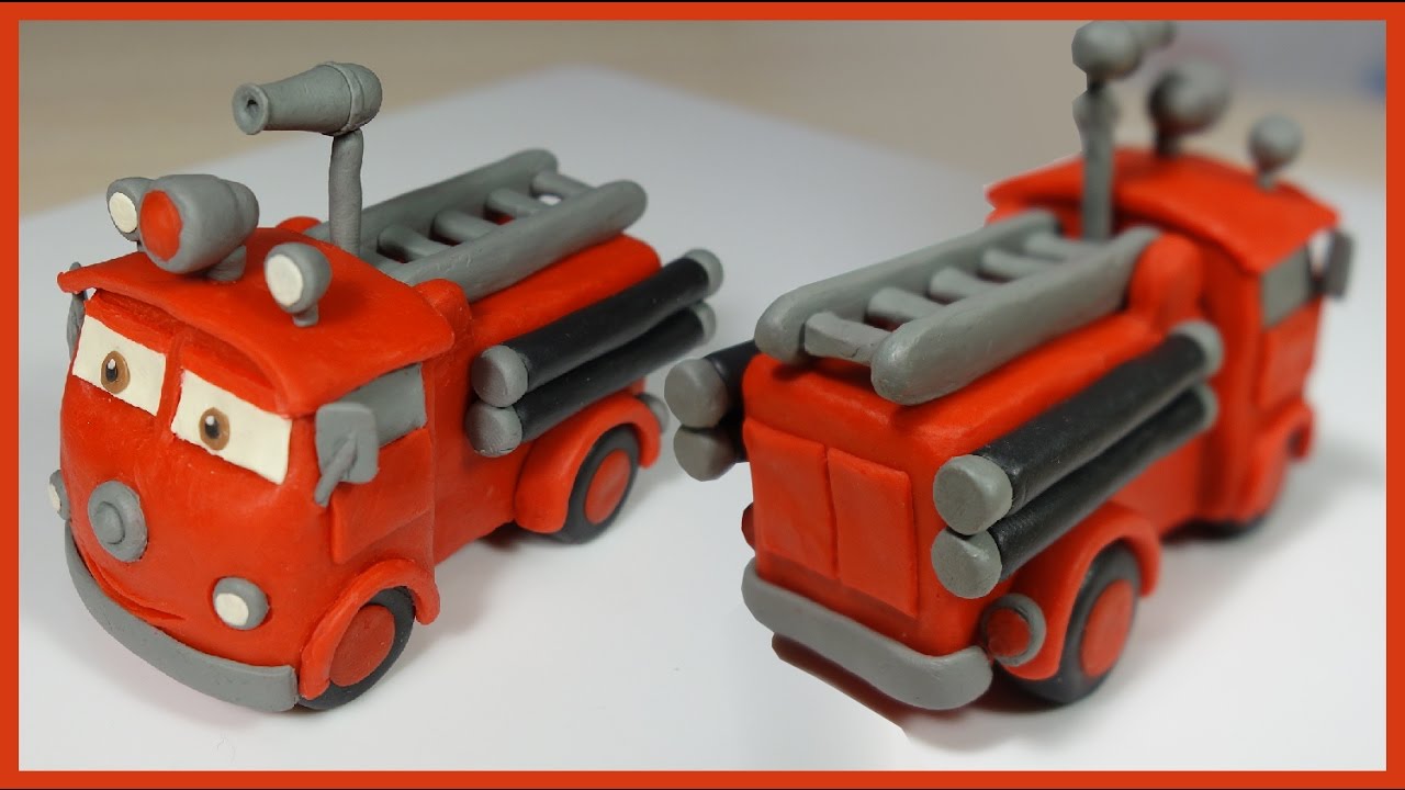 Лепим пожарную машину Шланг из пластилина. Firetruck Red in plasticine. 카