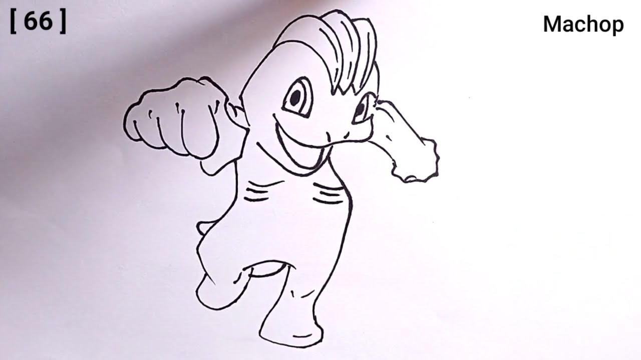 Machop Drawing | How To Draw Pokemon No 66 | Generation 1