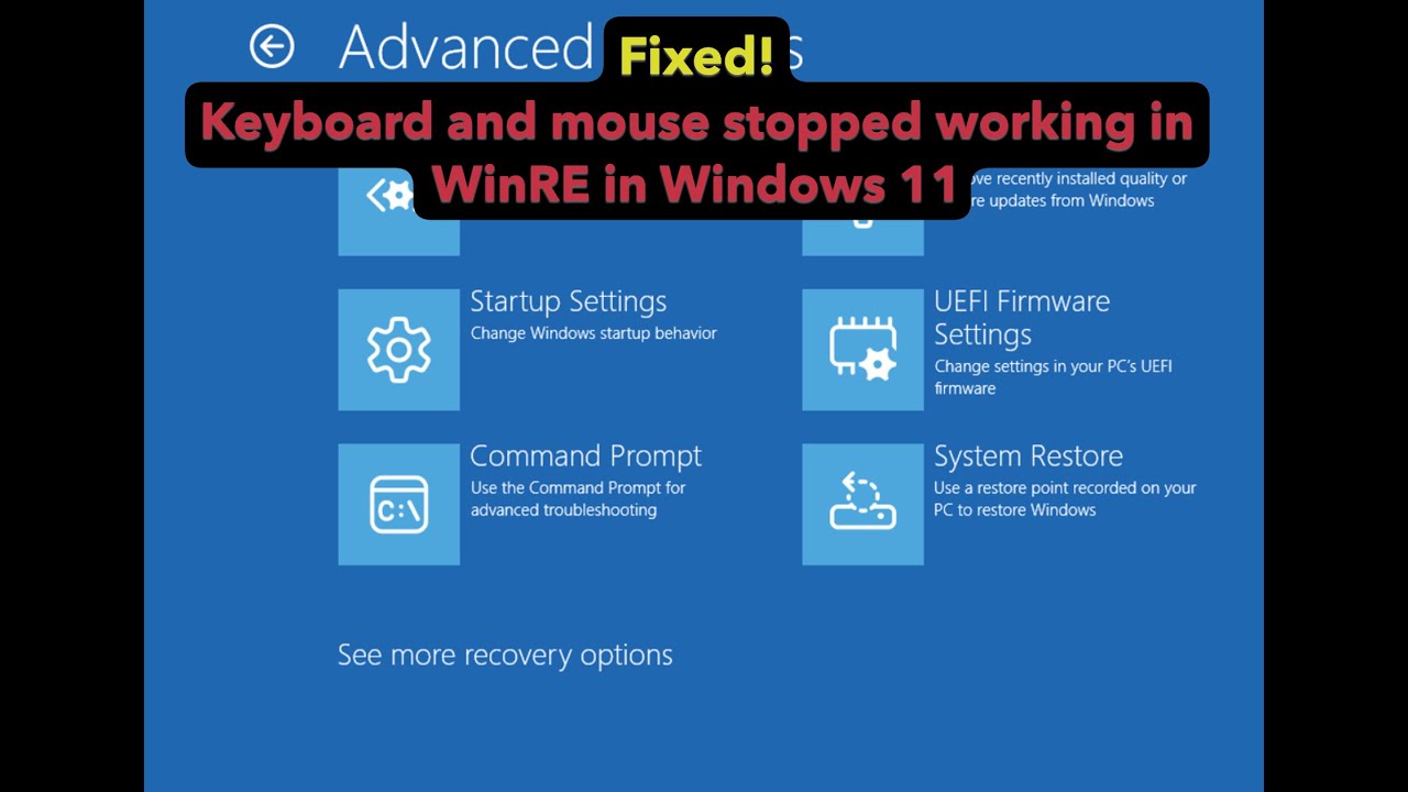 Как исправить ошибку «Клавиатура и мышь перестали работать в WinRE» в Windows 11