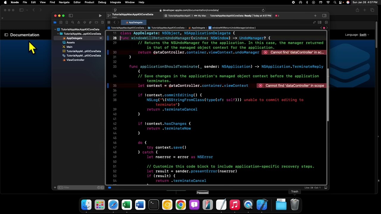 Core Data - 3 - Setting Up Core Data in an AppKit App
