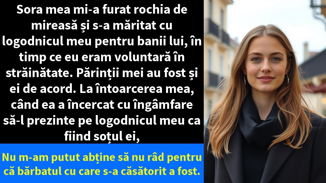 Sora mea mi-a furat rochia de mireasă și s-a măritat cu logodnicul meu pentru banii lui,