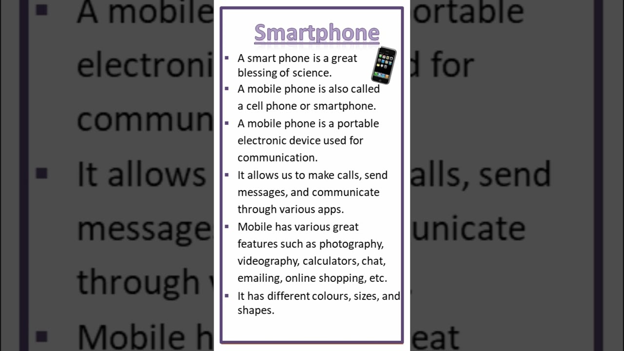 Smartphone 10 Lines #easytolearnandwrite #youtubeshorts #shorts #smartphone #mobilephone #cell #yt