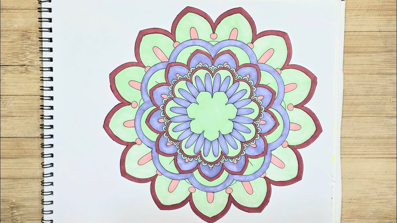 Satisfying Mandala Art: Relaxing Coloring Process with Markers| Calm & Creative Art Session 🎨 Part 2