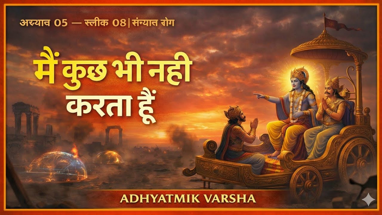 Bhagavad Gita Shloka 5.8 | “मैं कुछ भी नही करता हूँ ” – Real Meaning of Akarma & Detachment | AV212