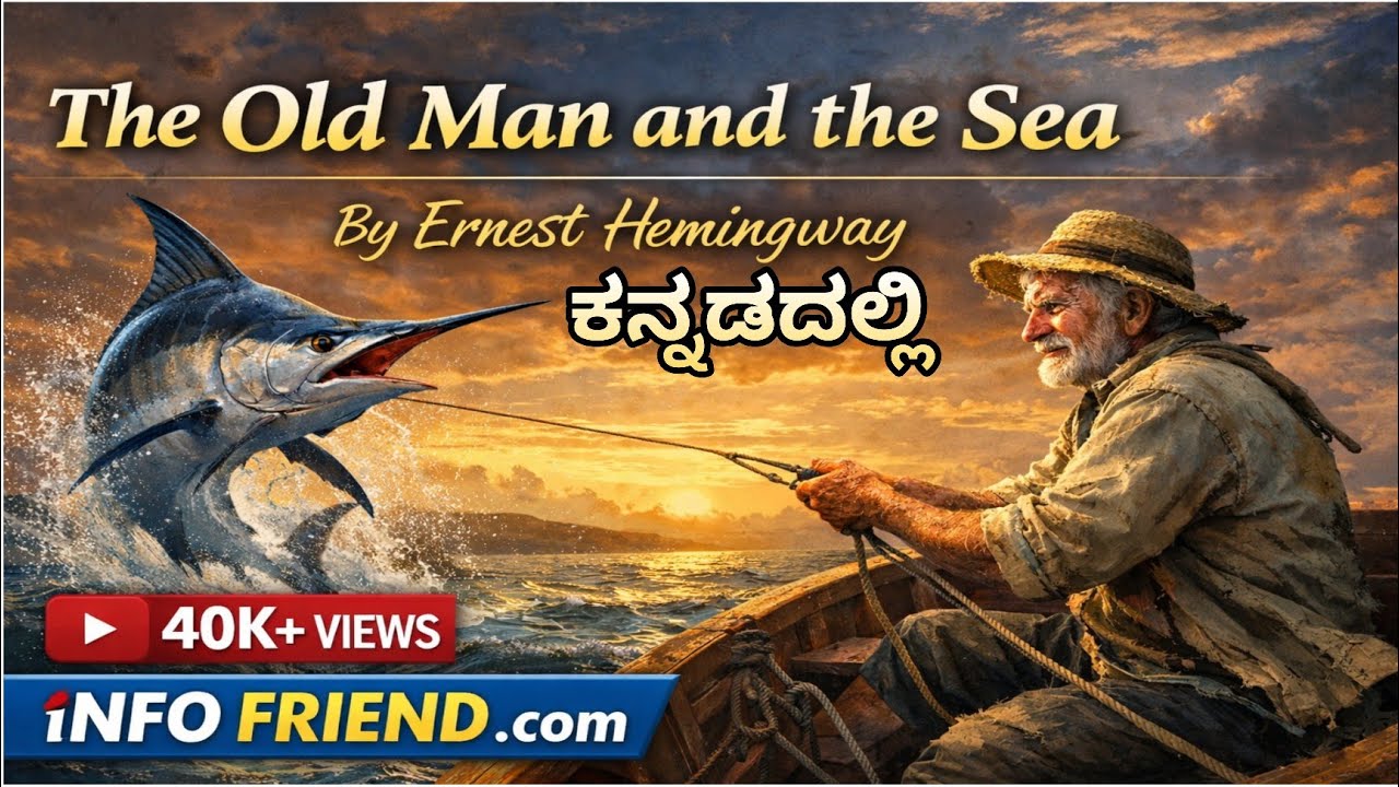The Old Man and the Sea Summary in Kannada | Ernest Hemingway | ದಿ ಓಲ್ಡ್ ಮ್ಯಾನ್ ಅಂಡ್ ದಿ ಸೀ | Novella