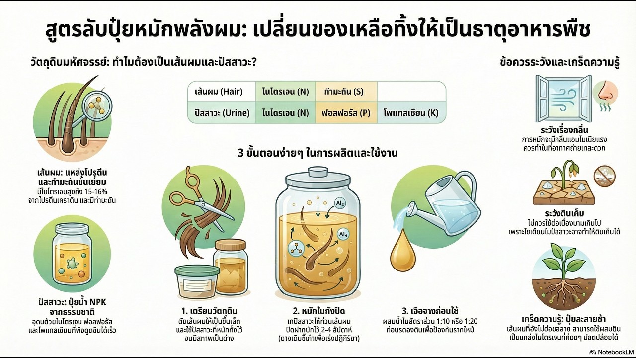 สร้างปุ๋ย ปัสสาวะหมักละลายเส้นผม อุดมด้วย N และ S