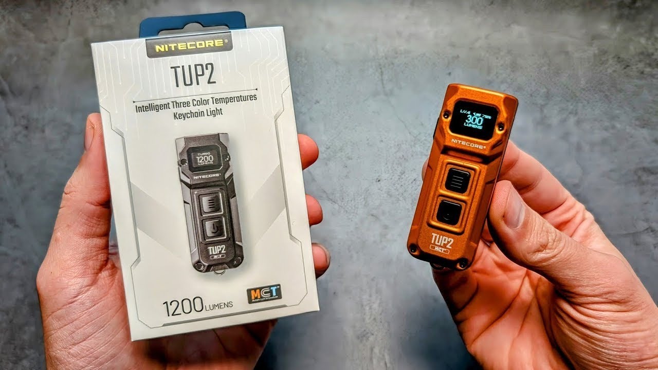 Фонарик NiteCore TUP2 — распаковка и полный обзор — 1200 люмен — трёхцветный брелок