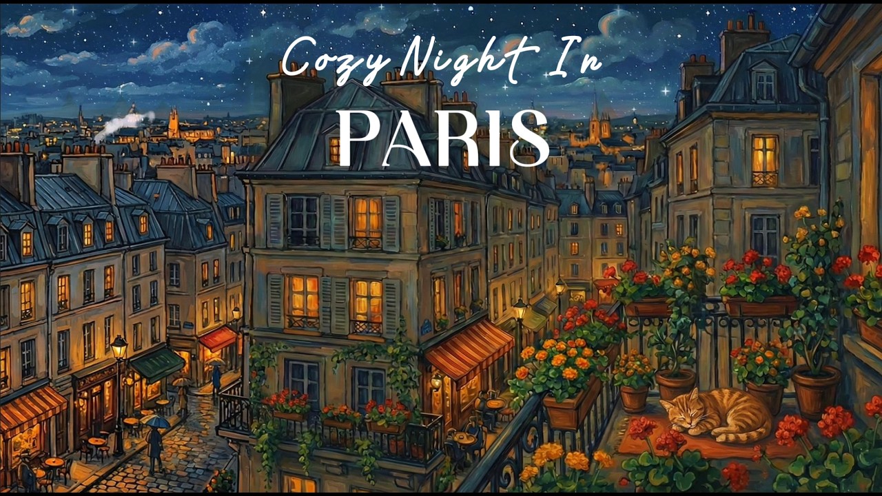Cozy Night in Paris 🌙 Lofi Piano for Study, Relax & Sleep | Romantic Rainy City Ambience
