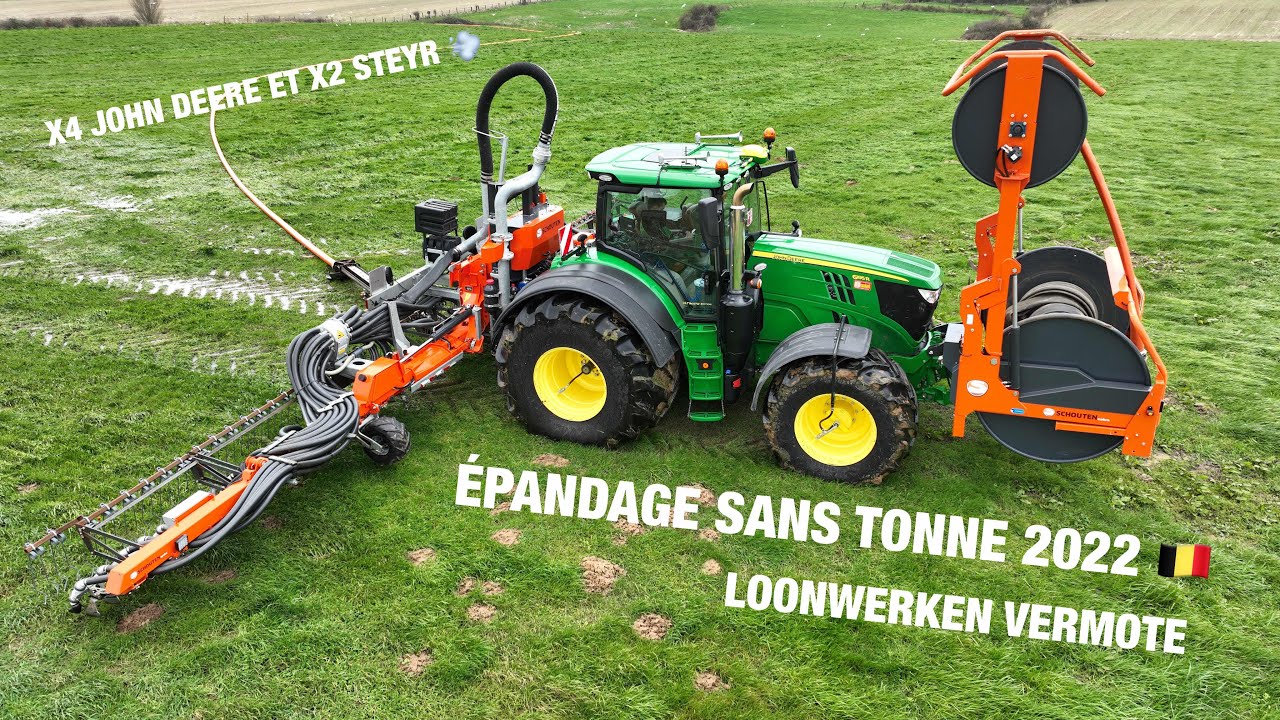 Épandage de lisier 2022 🇧🇪💩 John Deere 6230r/6195r 🦌 & Steyr 6300 Terrus / Loonwerken Vermote