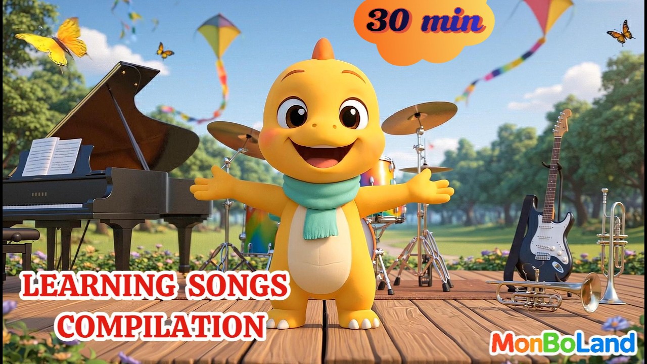 Kids Learning Songs Compilation 🪗🎸 | Learn Weather, Fruits, Numbers, Feelings & More | MonBoLand