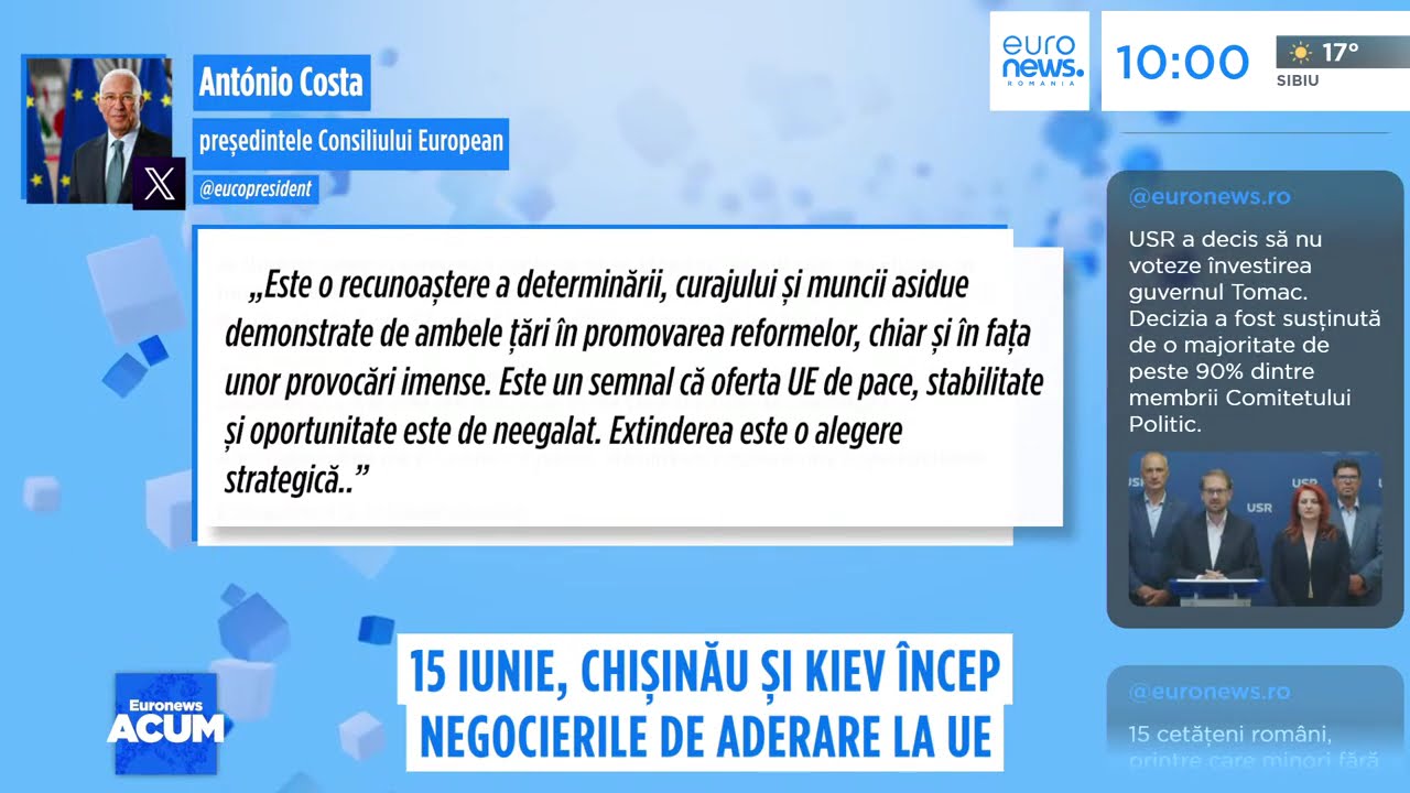 Republica Moldova și Ucraina &icirc;ncep negocierile de aderare la UE. Decizia, aprobată &icirc;n unanimitate