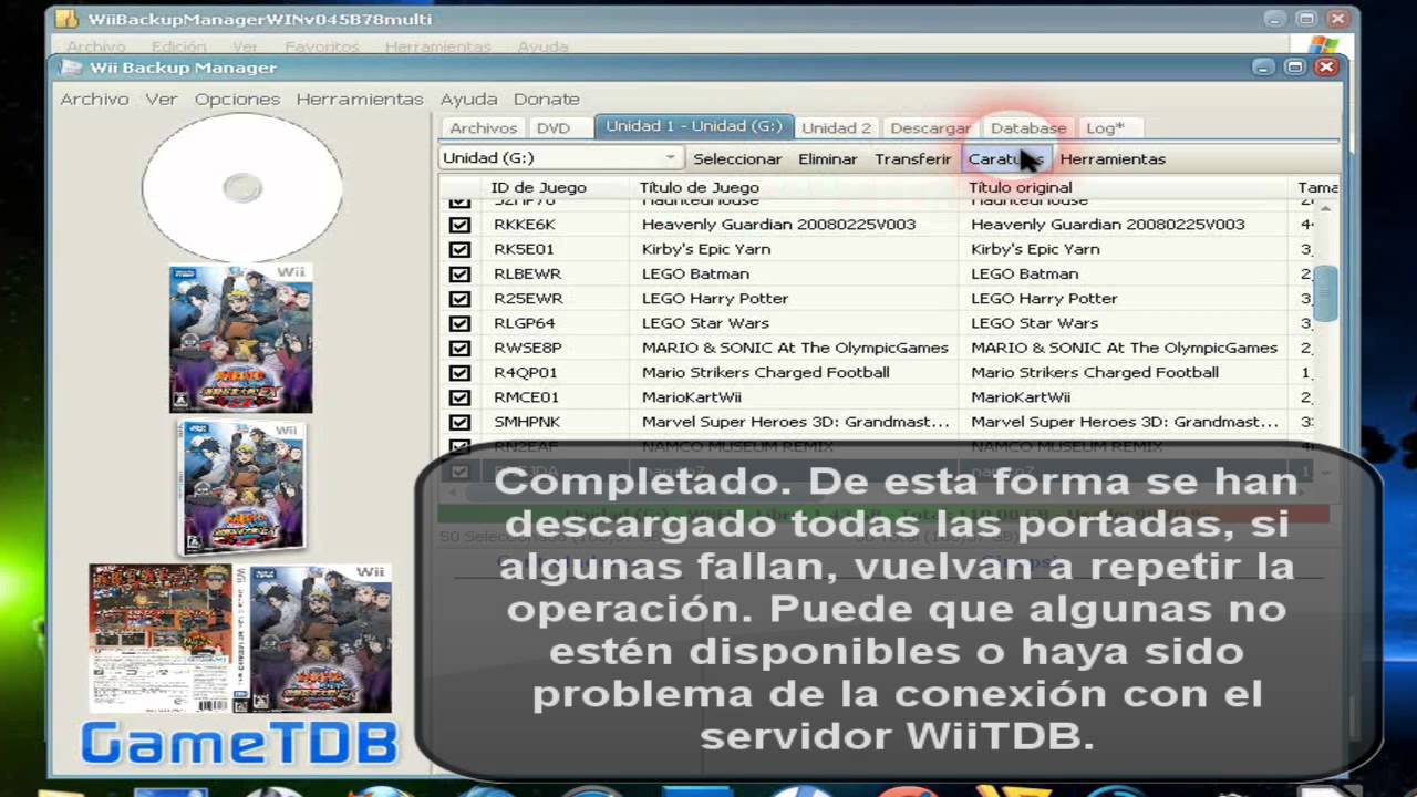 Cómo descargar las Caratulas de los juegos con WiiBackup Manager