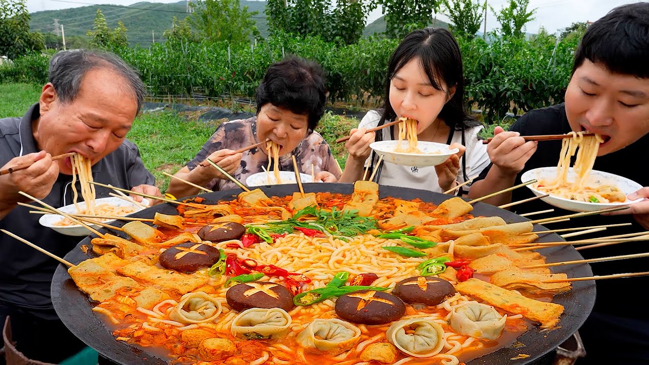 🍜Легко приготовить и очень вкусно приготовить кимчи удон! - Mukbang eating show