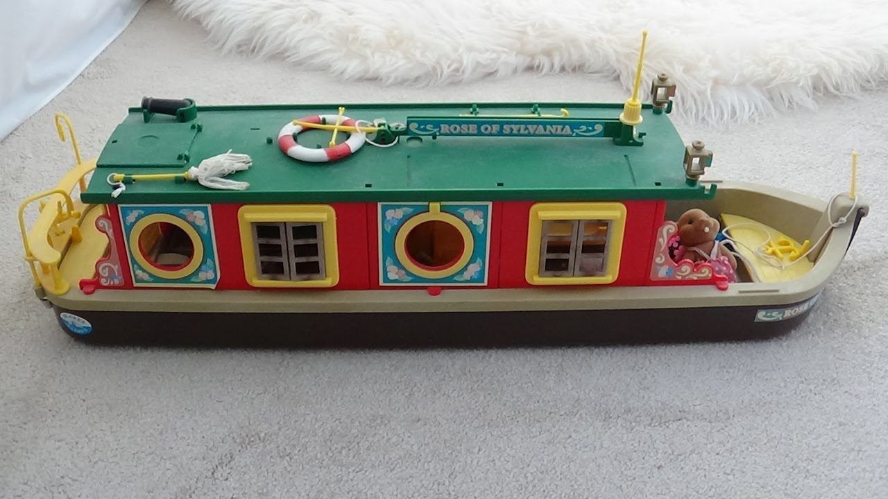 SYLVANIAN FAMILIES CANAL BOAT ORIGINAL CALICO CRITTERS CRUISE PLAYING WITH TOYS VINTAGE