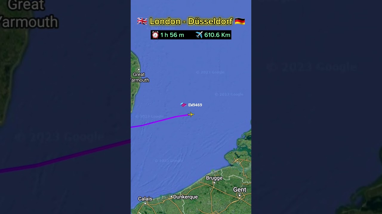 LONDON to DUSSELDORF Flight Route Airbus A320 Neo #airbusa320neo #aviation #travel #flight #4k