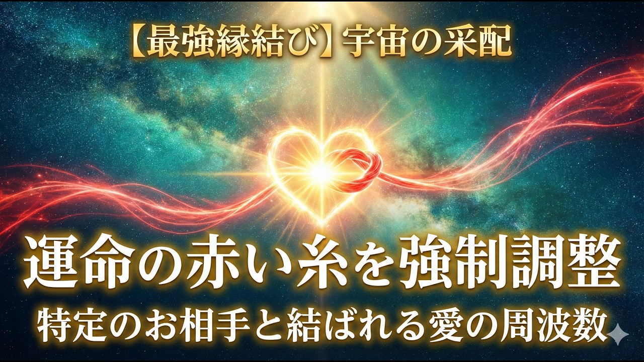 【最強縁結び】宇宙が二人の運命を強制調整。途切れた赤い糸を結び直し、特定のお相手と永遠の愛で結ばれる奇跡のソルフェジオ周波数BGM。復縁・結婚・良縁成就・恋愛運UP