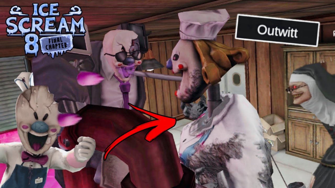 Mati Vs Boris,Evil Nun and Rod in ice scream 8 outwitt Gameplay
