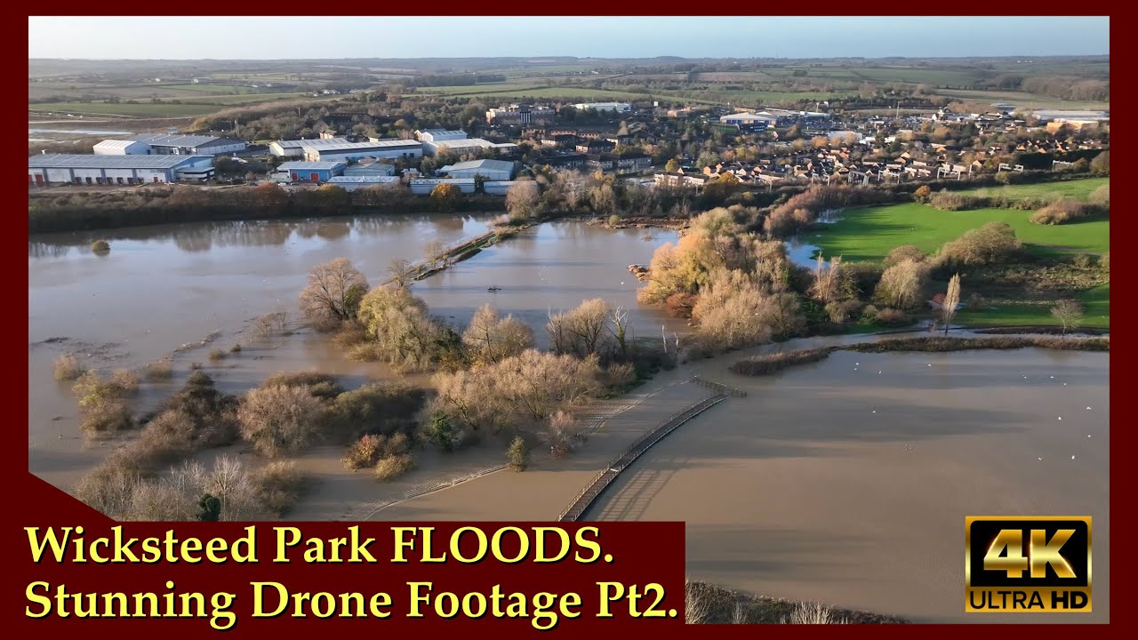 Wicksteed Park Storm Bert Floods | Incredible Drone Footage 4K Pt 2 | DJI Mavic 3 Classic