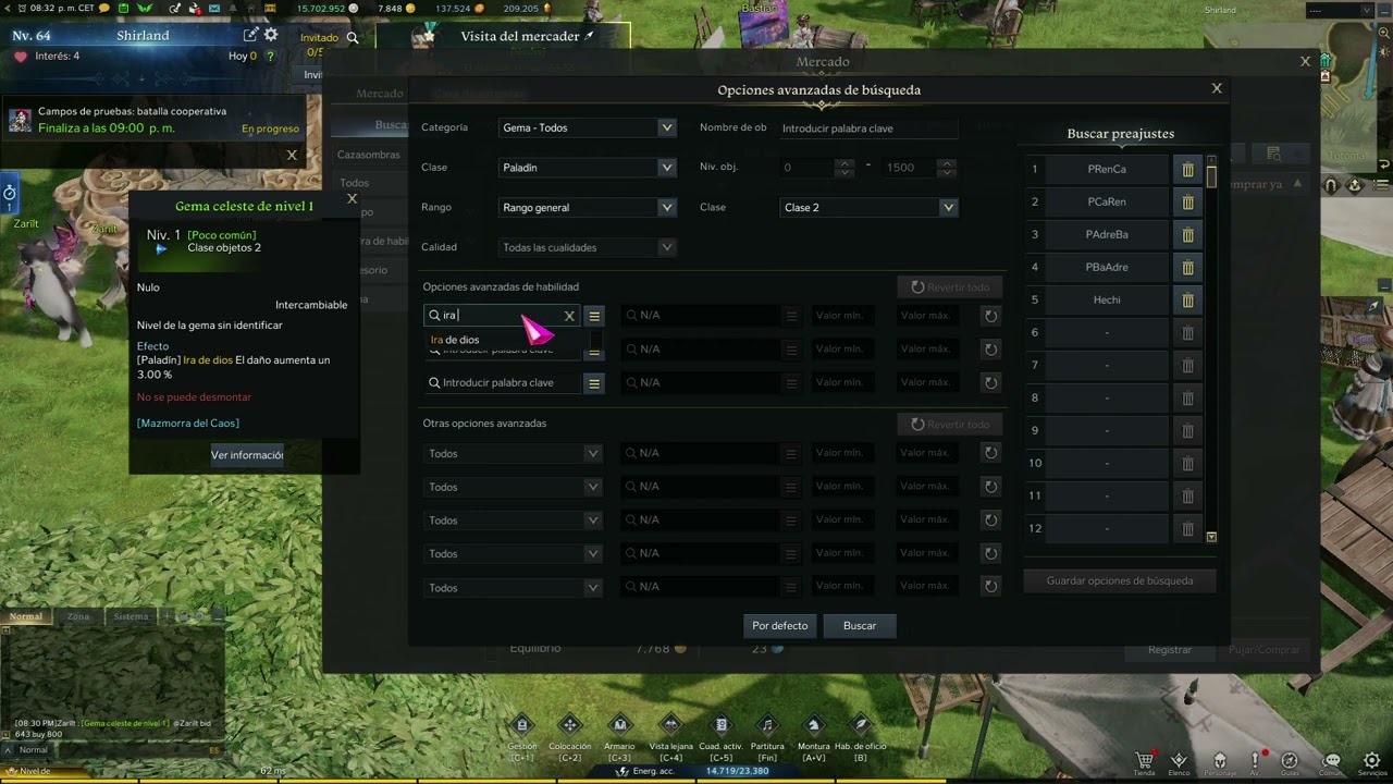 Buy gem in AH for bus // Use the Advance search in AH / LOST ARK