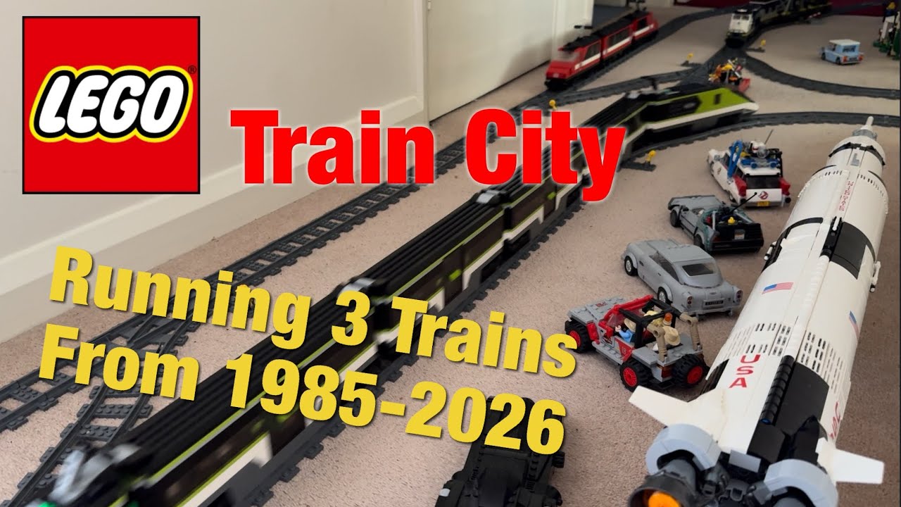 Lego Train City, Running 3 Trains from 1985-2026 [4K][HDR]
