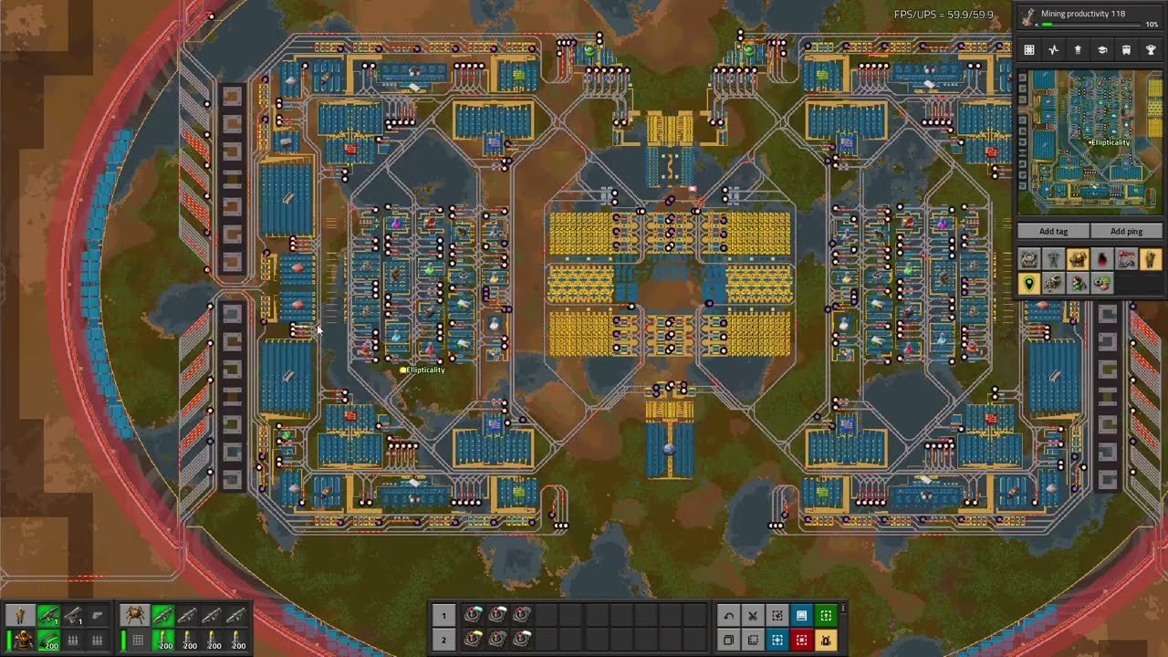 Экскурсия по базе Factorio &mdash; интеллектуальная распределительная фабрика Ellipticality на основе к...
