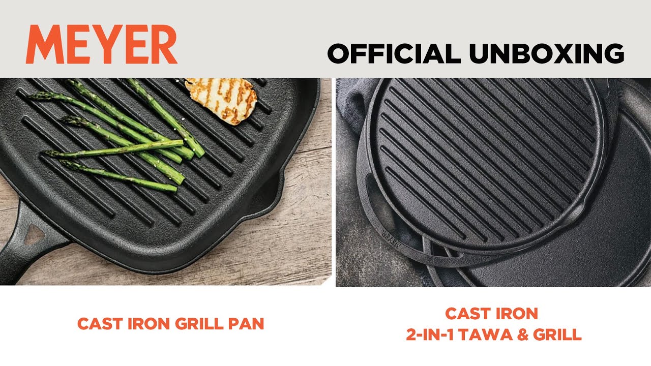 Unboxing Meyer Cast Iron Grill Pan , 2-In-1 Grill Tawa | Latest Cast Iron Cookware