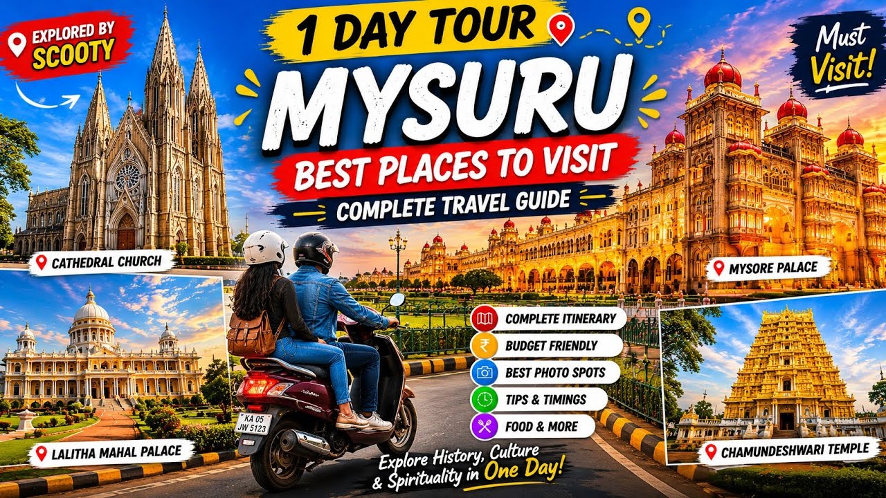 No Cabs Needed! 🔥 Mysuru 1 Day Tour Guide | Best Places to Visit in Mysore by Scooty 🛵
