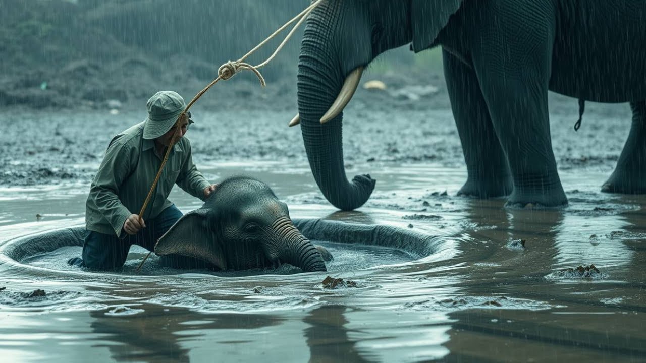 ¡Rescate increíble de un elefante bebé atrapado!