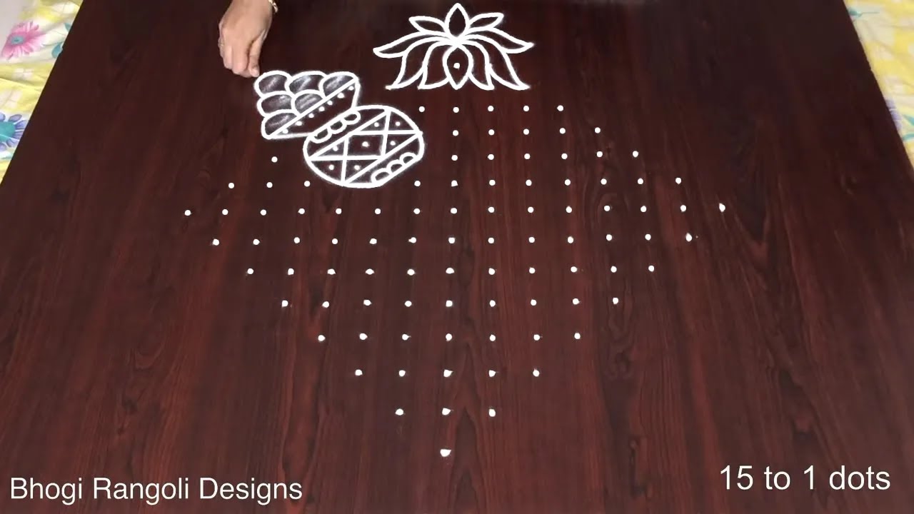 Rangoli Bhogi Muggulu | 15 Pulli Kolangal | Pongal Kolam Designs With Dots