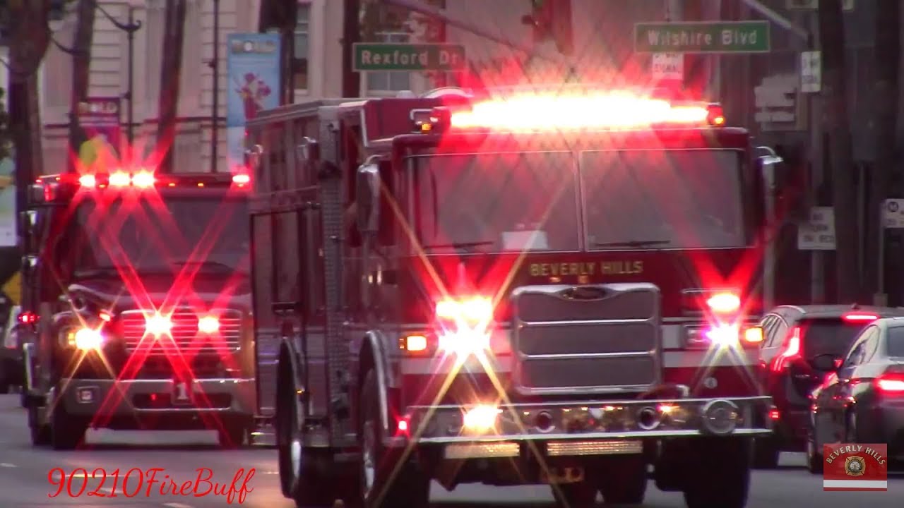 Beverly Hills Police Cruisers + Beverly Hills Fire Engine 1 & Rescue 1 Responding
