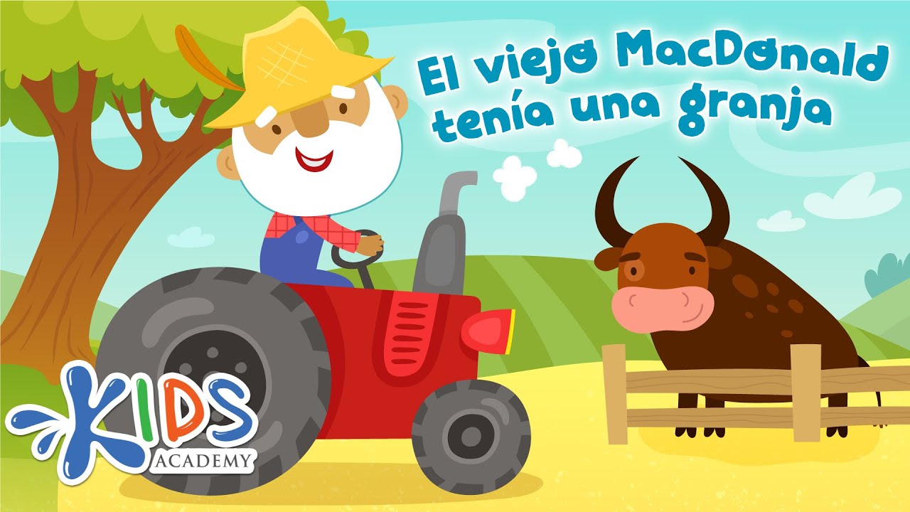 El viejo MacDonald tenía una granja | Canción infantil con letra por Kids Academy