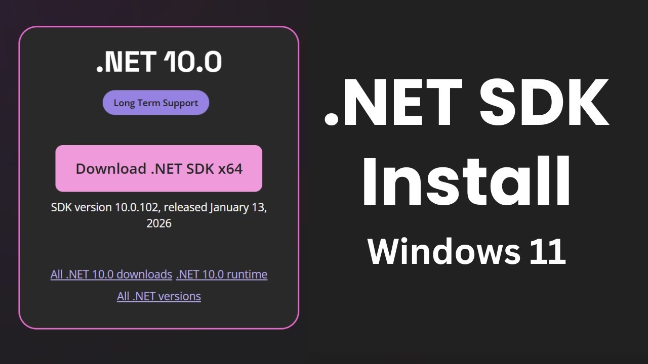Установите последнюю версию .NET SDK на компьютер с Windows 11.