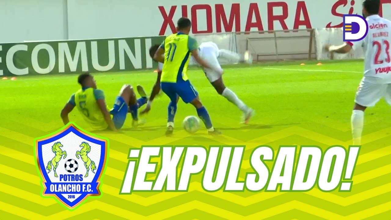 ¡Expulsado Deyron Martínez! 33 minutos entrada temeraria deja con 10 jugadores a Olancho FC