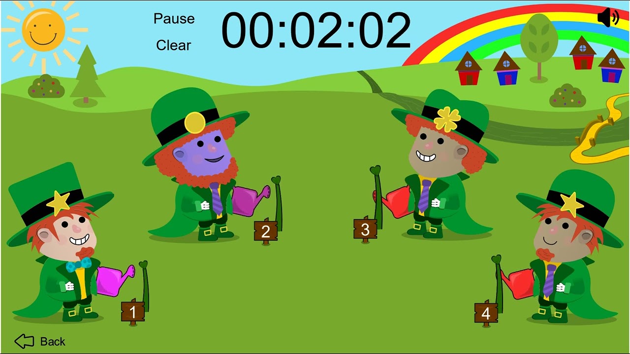 6 Minute St. Patrick's Day timer (4-leaf Clover fields)