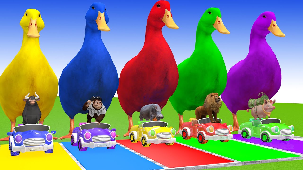 Long Slide Game With Cow Elephant Gorilla Hippopotamus Tiger 3d Animal Game Funny 3d Animals