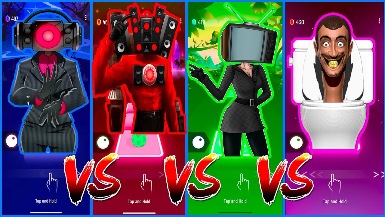 Speakerwoman 🆚 Speakerman 🆚 TV Woman 🆚 Skibidi Toilet - Tiles Hop EDM Rush