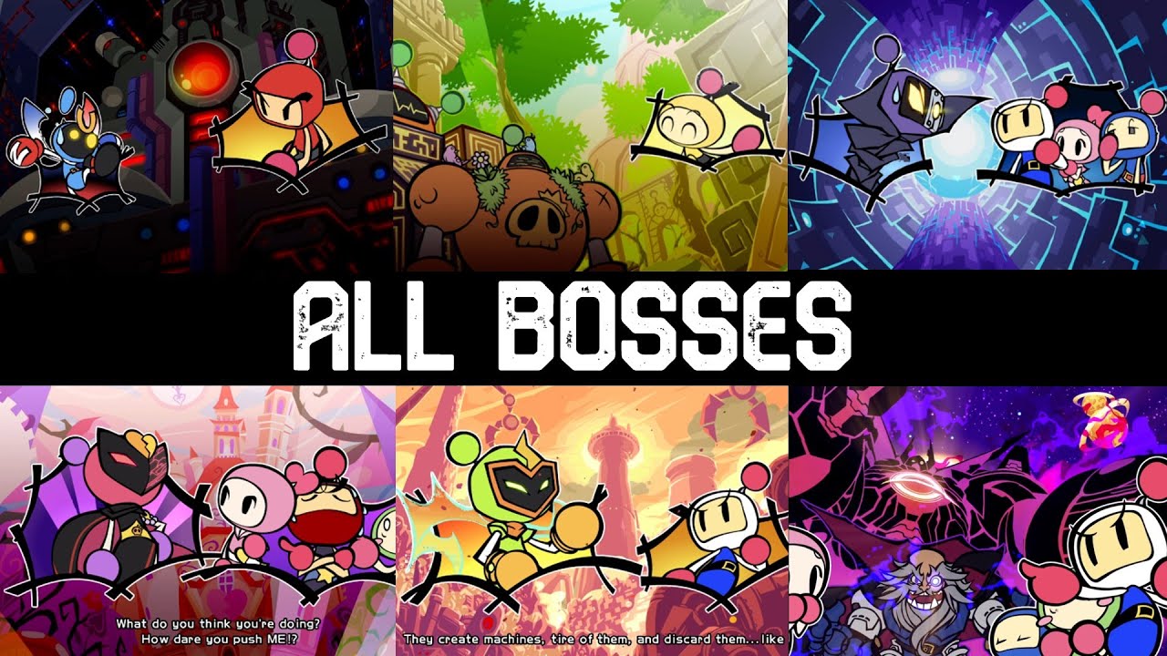 Super Bomberman R - All Bosses + Cutscenes & True Ending