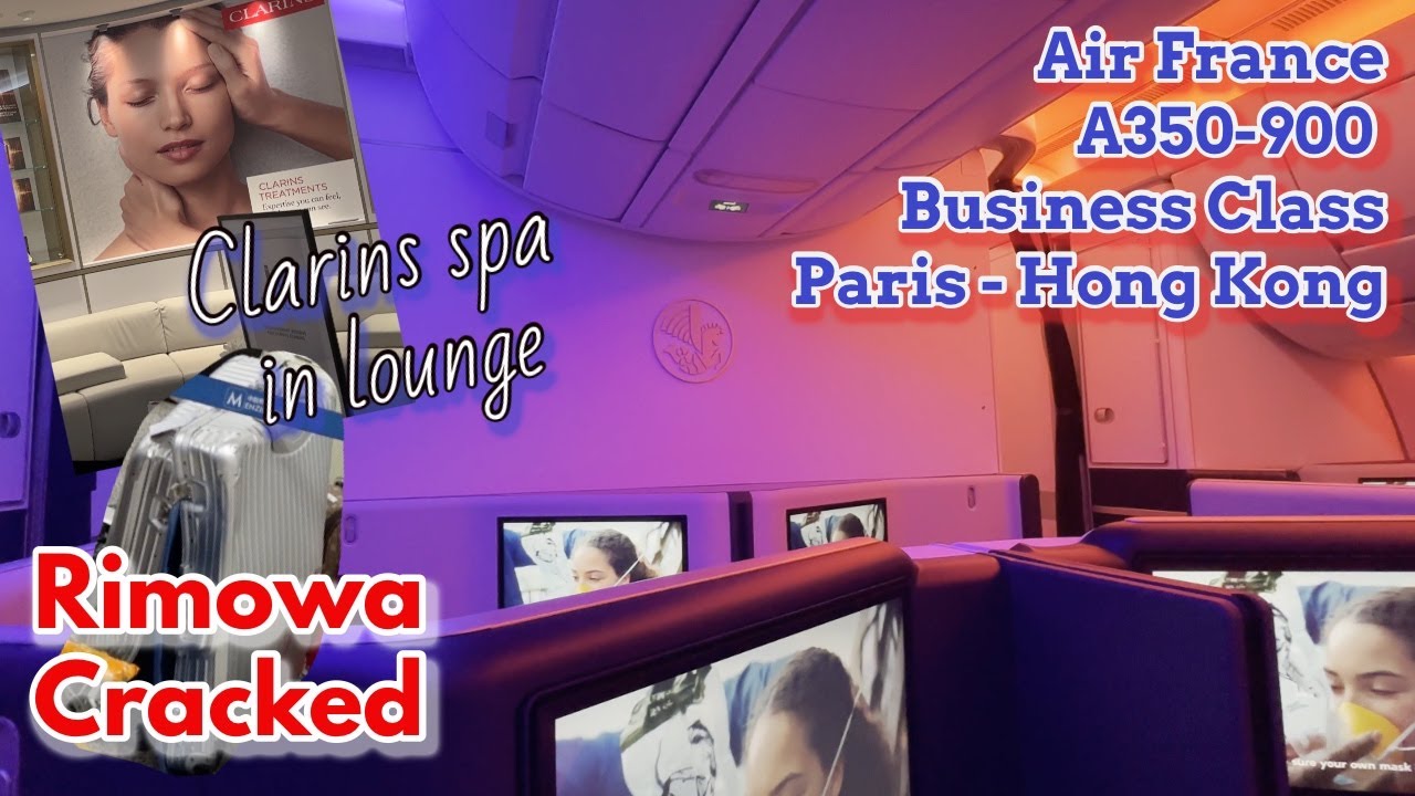 Air France A350 Business Class Paris - Hong Kong | Lounge | ASMR | Rimowa crack repair | Paris vlog