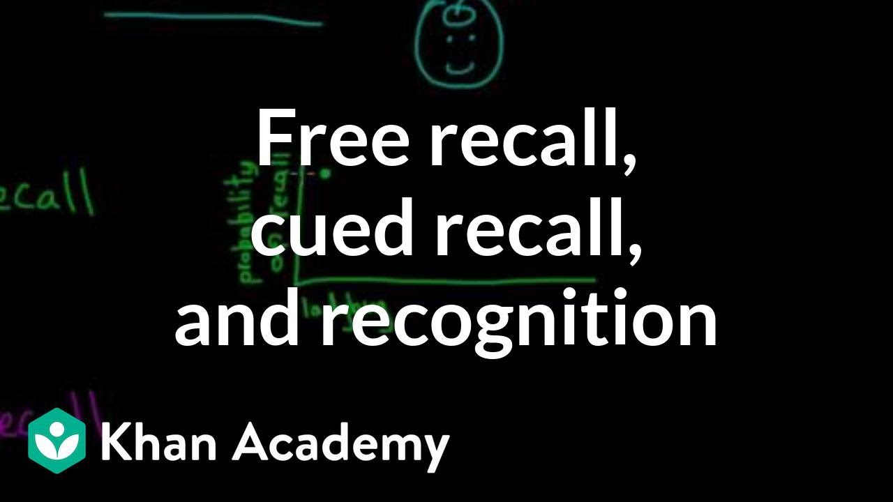 Retrieval: Free recall, cued recall, and recognition | MCAT | Khan Academy