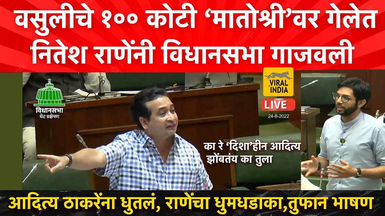 Nitesh Rane Speech : उद्धव ठाकरेंवर ED लावा, १०० खोके मातोश्रीत लपवून ठेवलेत, नितेश राणे तुफान धुतलं