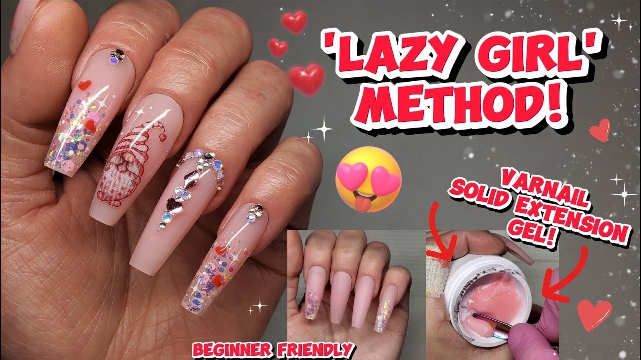 SOLID EXTENSION GEL 'LAZY GIRL' METHOD! SUPER EASY BEGINNER FRIENDLY | VARNAIL | DECAL QUEEN