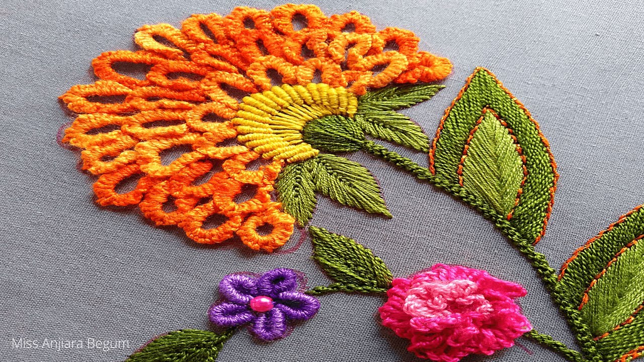 Gorgeous Brazilian Embroidery||Hand Embroidery  Brazilian Stitch||Brazilian Embroidery Design-225