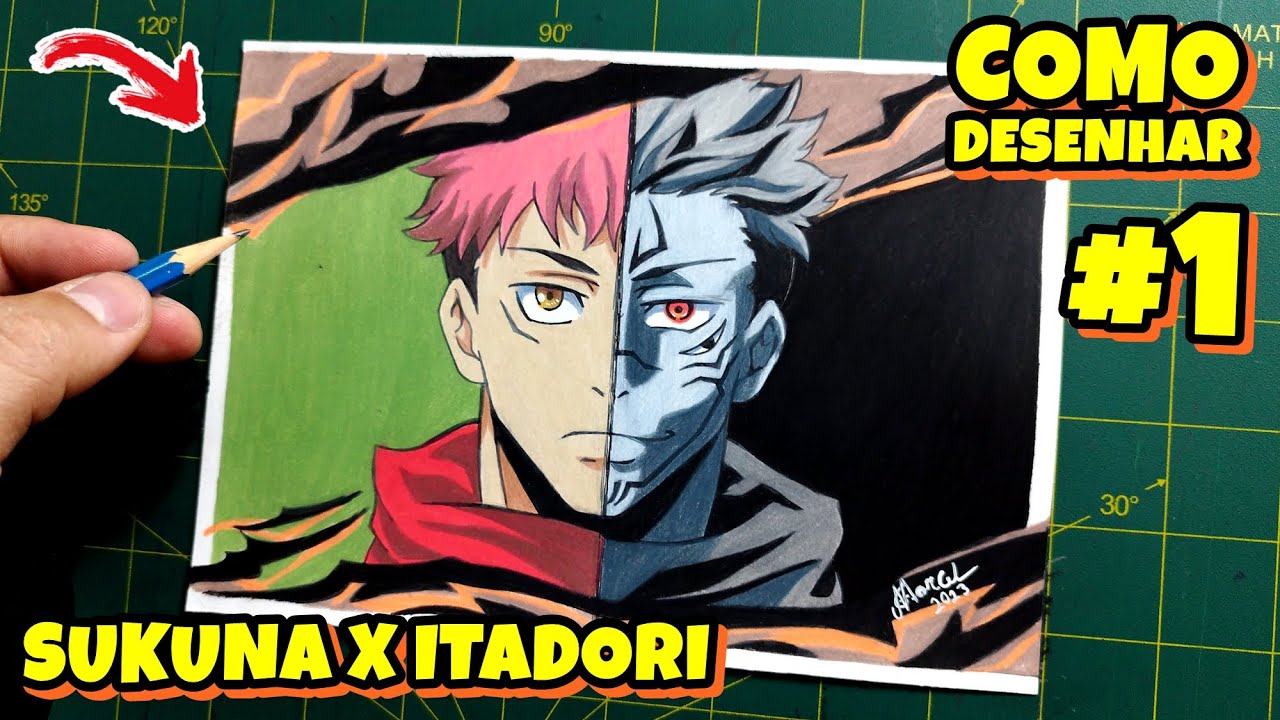 COMO DESENHAR O ITADORI VS SUKUNA DE JUJUTSU KAISEN PASSO A PASSO #1